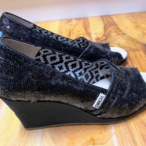 Toms sequined wedges made for Neiman Marcus